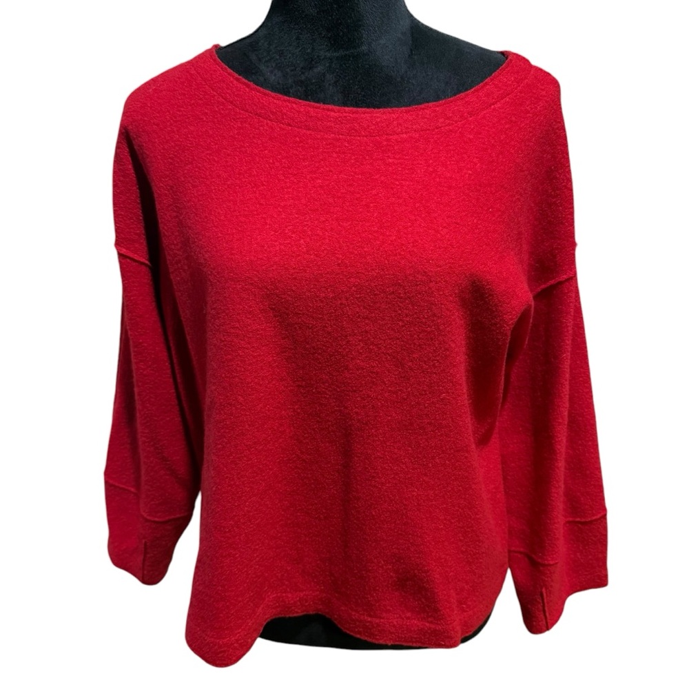 Eileen Fisher 100% Merino Wool Red Christmas Holidays Sweater Size Small